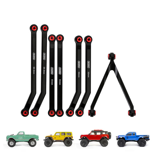 INJORA 7pcs High Clearance Chassis Links for SCX24 C10 JLU Bronco Base Camp 4Runner - Black